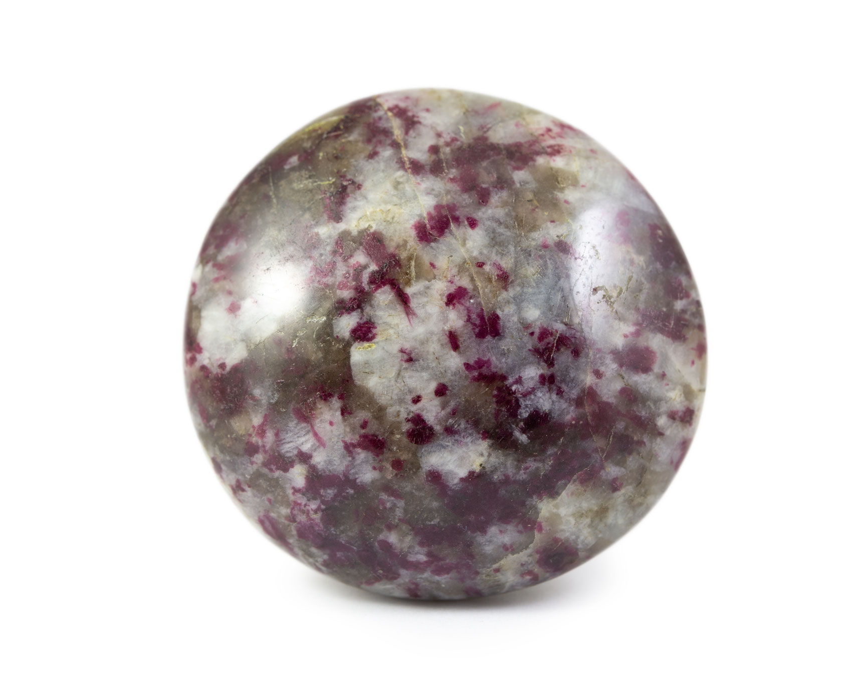 Tourmaline sur quartz - Galet poli