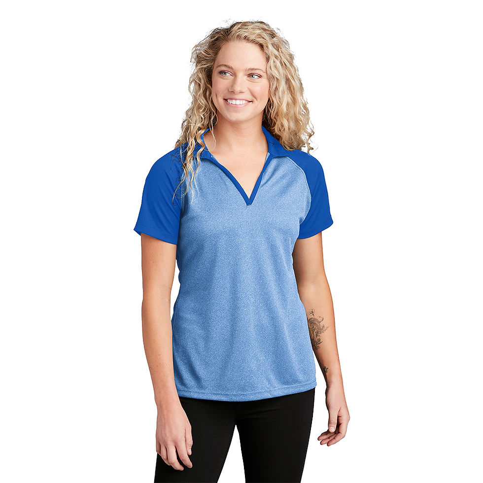 Miniatura: LST641 Sport-Tek® Ladies PosiCharge® RacerMesh® Raglan Heather Block Polo
