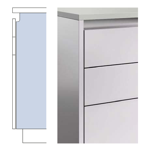 Diagram of C1 Variant Contino floor unit design, featuring a recessed handle profile for a seamless handleless kitchen aesthetic.