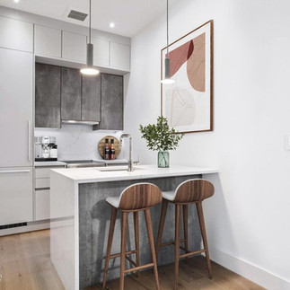 Minimalist kitchen with fully integrated appliances concealed within custom cabinetry and clean architectural lines