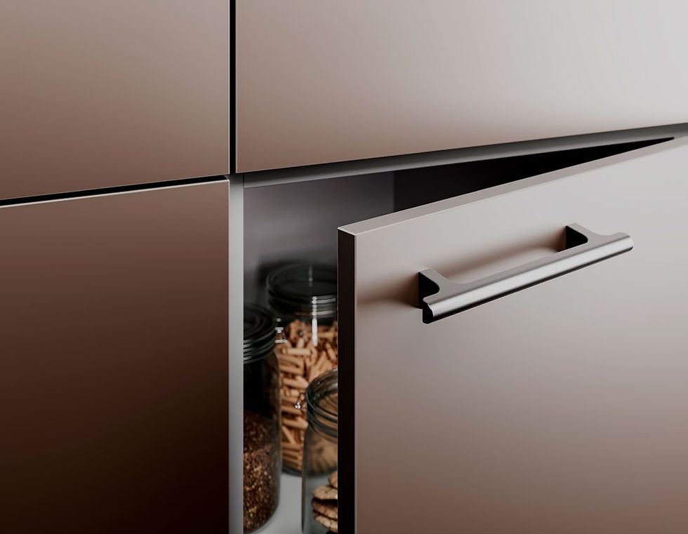 LEICHT METURO satin metallic matt acrylic kitchen cabinet front with handle and soft-touch finish