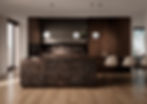 Integration of Handle in Dark Wood Veneer Kitchen Cabinets by Leicht – modern European kitchen design.