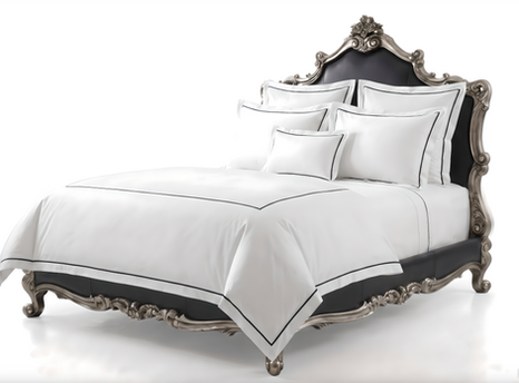 Designer Consignment Queen Size Margaret Bed in Black Leather by Oly Studio