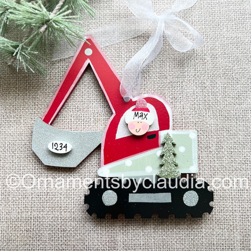 Holiday Excavator Ornaments by Claudia