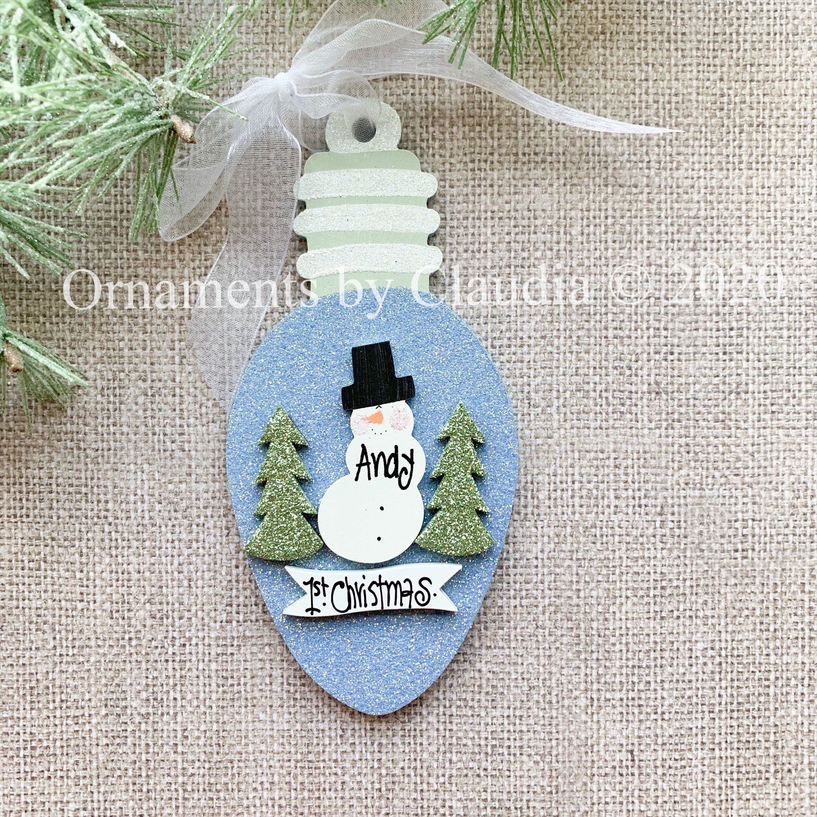 Blue Glitter Christmas Light