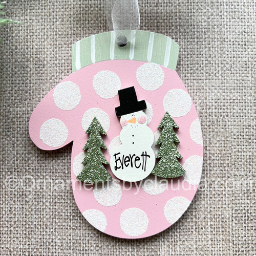Cozy Mitten Pink Ornaments by Claudia
