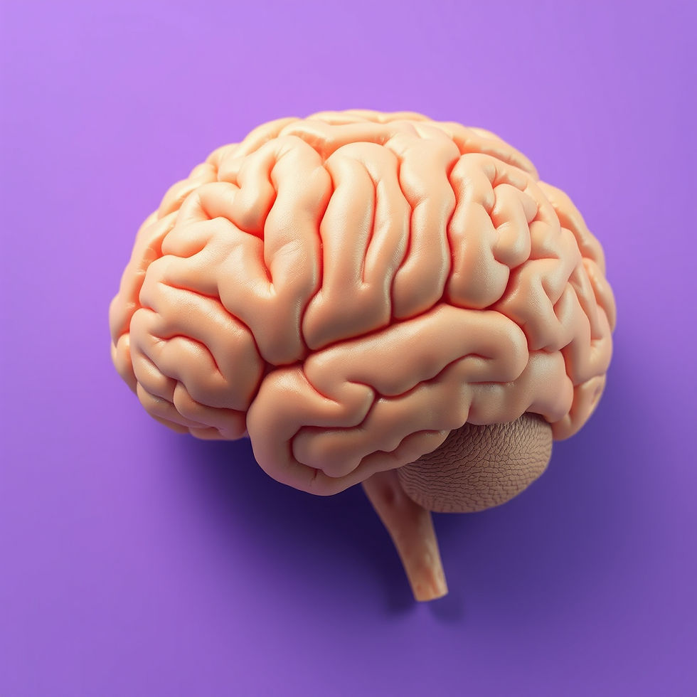A human brain on a purple background.