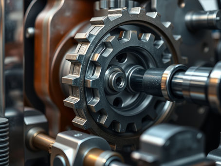 A close-up of steel cogs