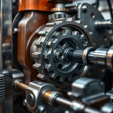 A close-up of steel cogs