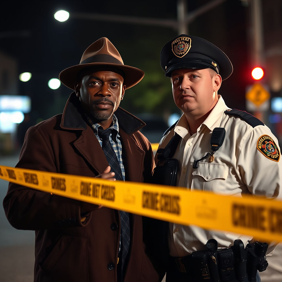 An African American detective and white police man