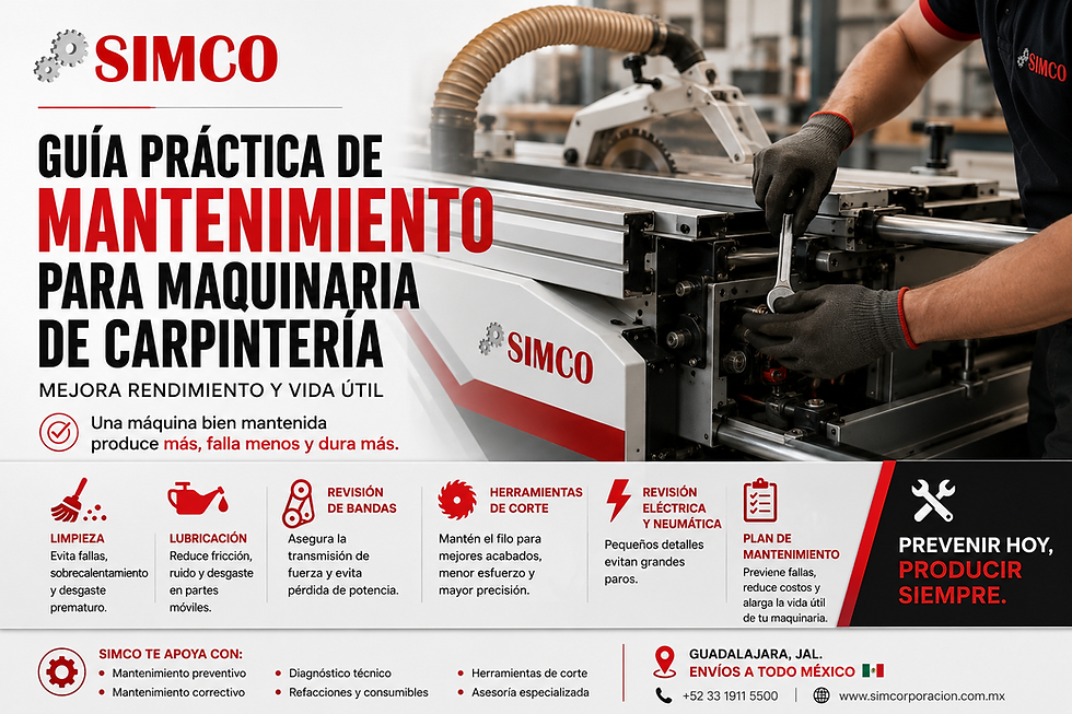 Guía práctica de mantenimiento para maquinaria de carpintería: mejora rendimiento y vida útil