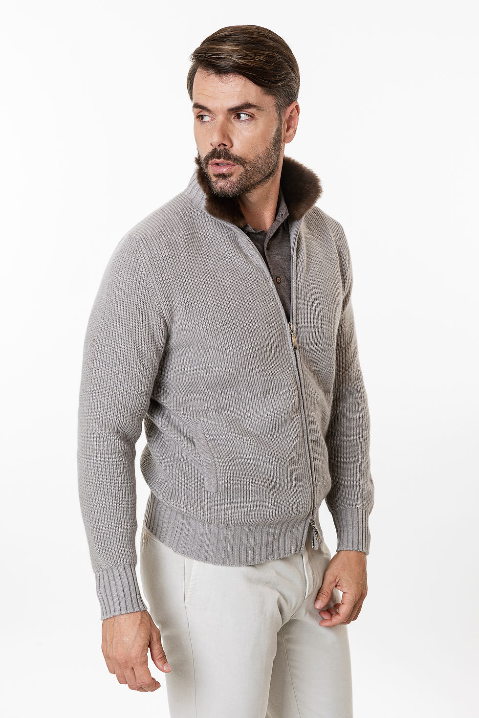 Miniatura: Cardigan zip costa inglese Doriani