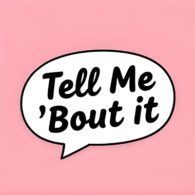 Tell Me 'Bout It podcast logo, hosted by speech-language pathologist Christopher Donoso
