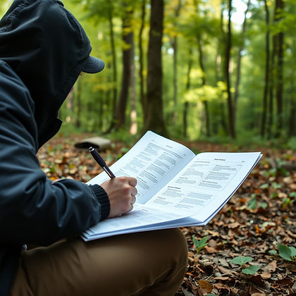 writing a report in a outdoor forest setting.jpg