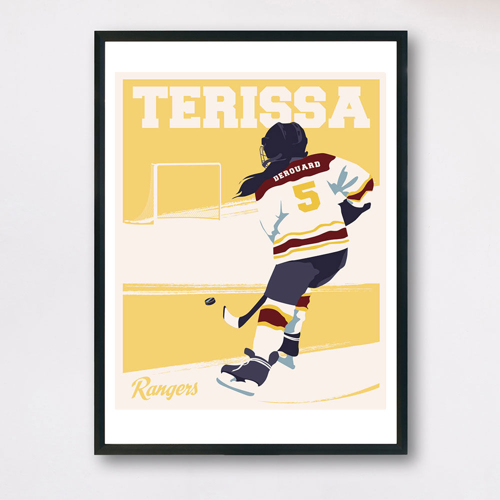 Personalized Left-Hand Hockey Player w/hair