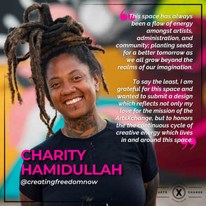 Prolific muralist Charity Hamidullah to create the "face" of the ArtsXchange with new mural.