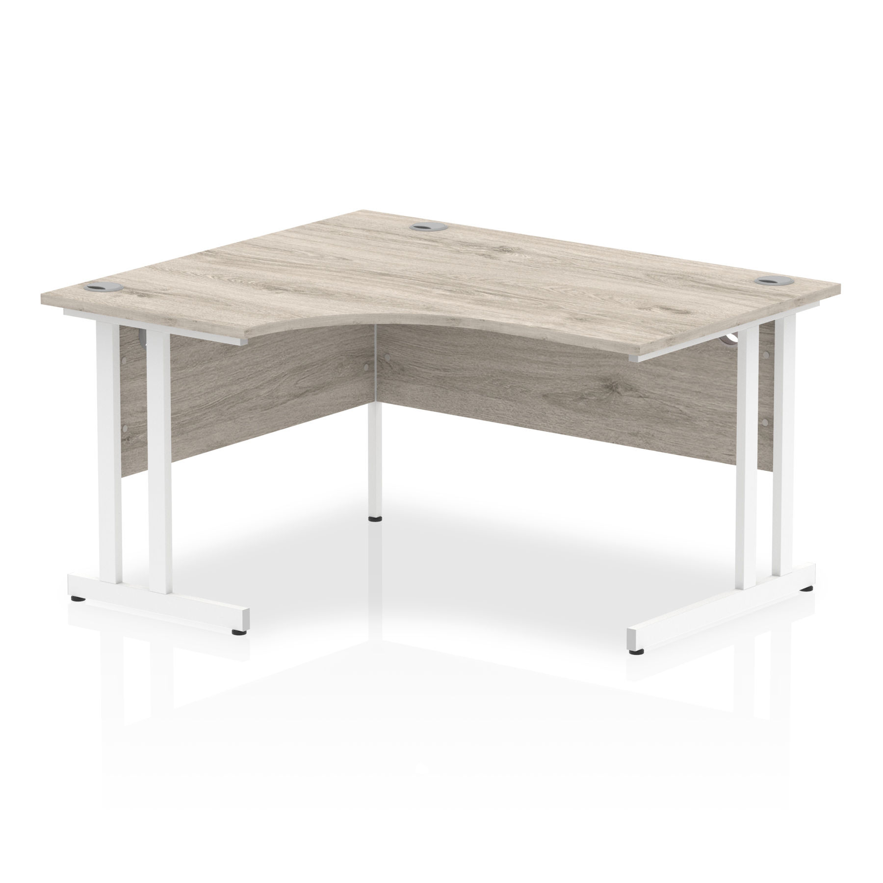 Impulse 1400 Left Hand White Crescent Cantilever Leg Desk Grey Oak