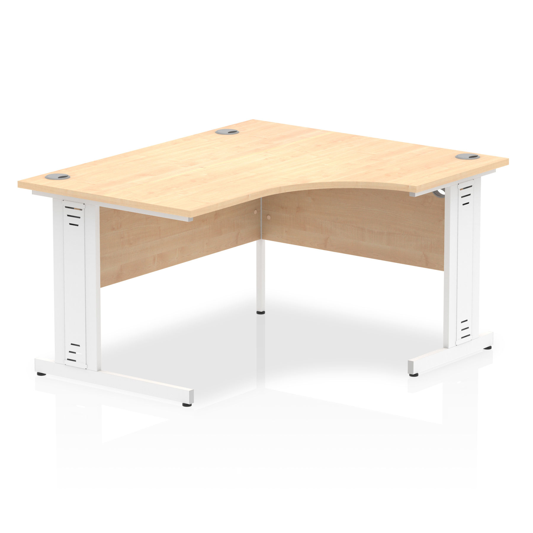 Impulse 1400 Right Hand White Crescent Cable Managed Leg Desk Maple