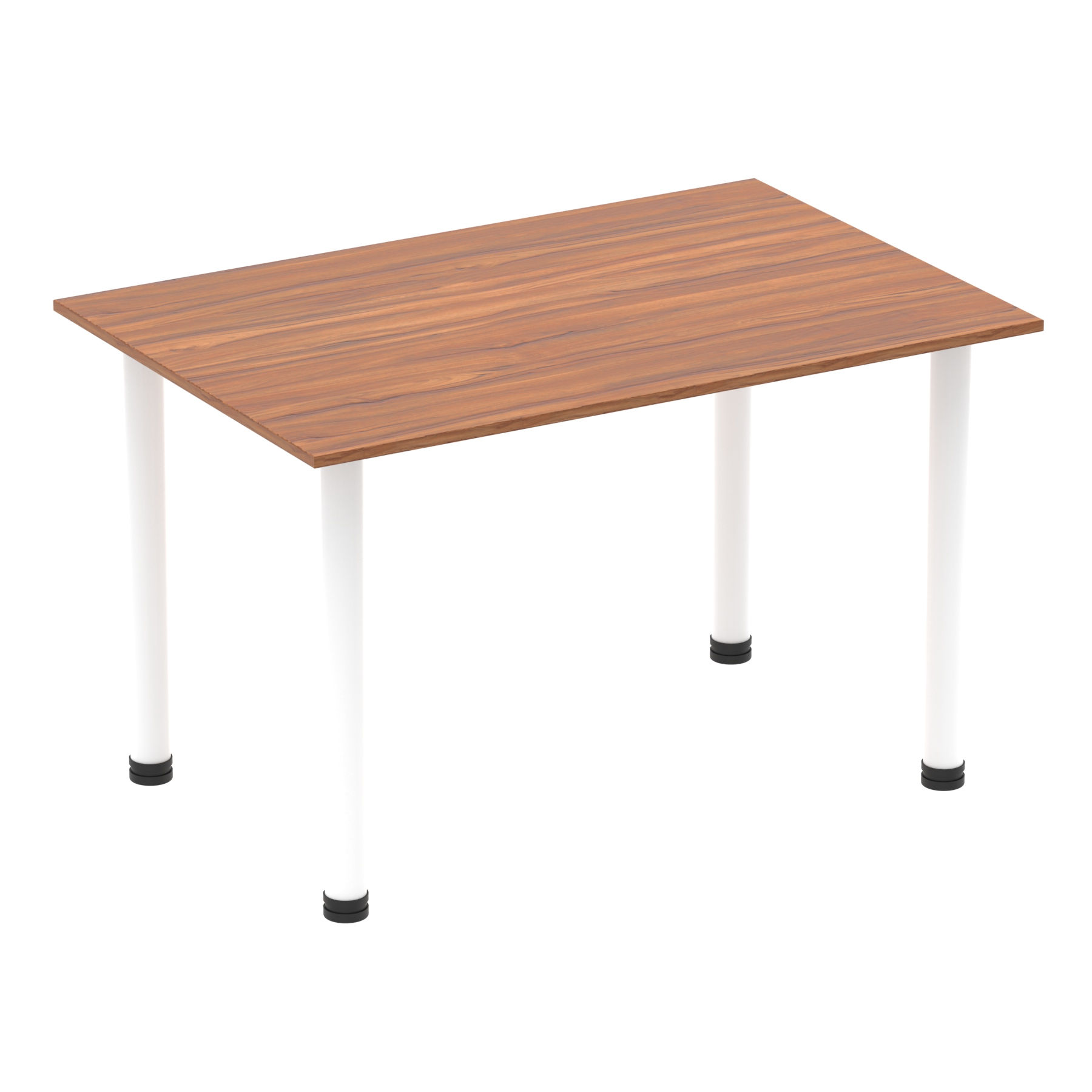Impulse Straight Table 1400 Walnut White Post Leg Silver