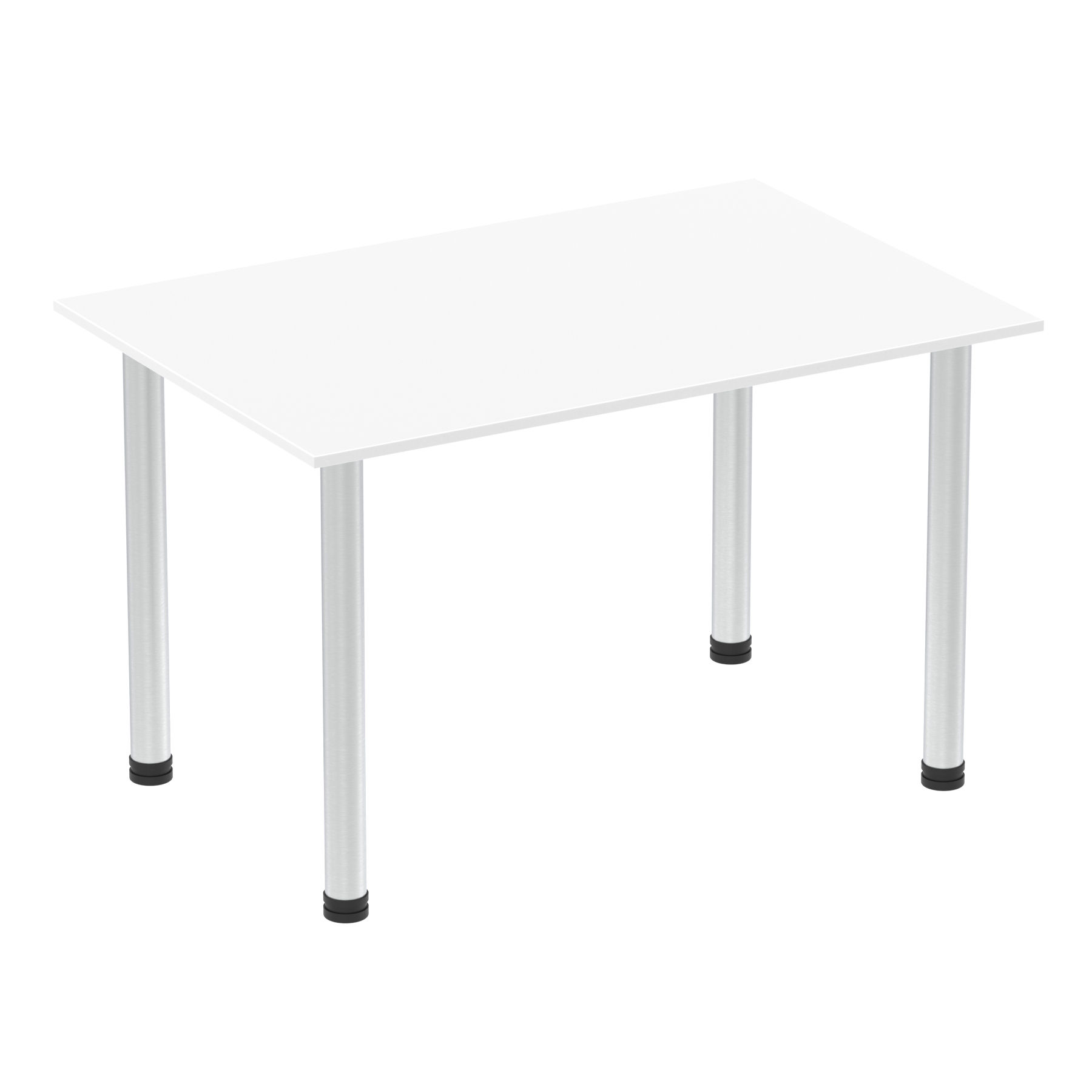 Impulse Straight Table 1400 White Brushed Aluminium Post Leg Silver