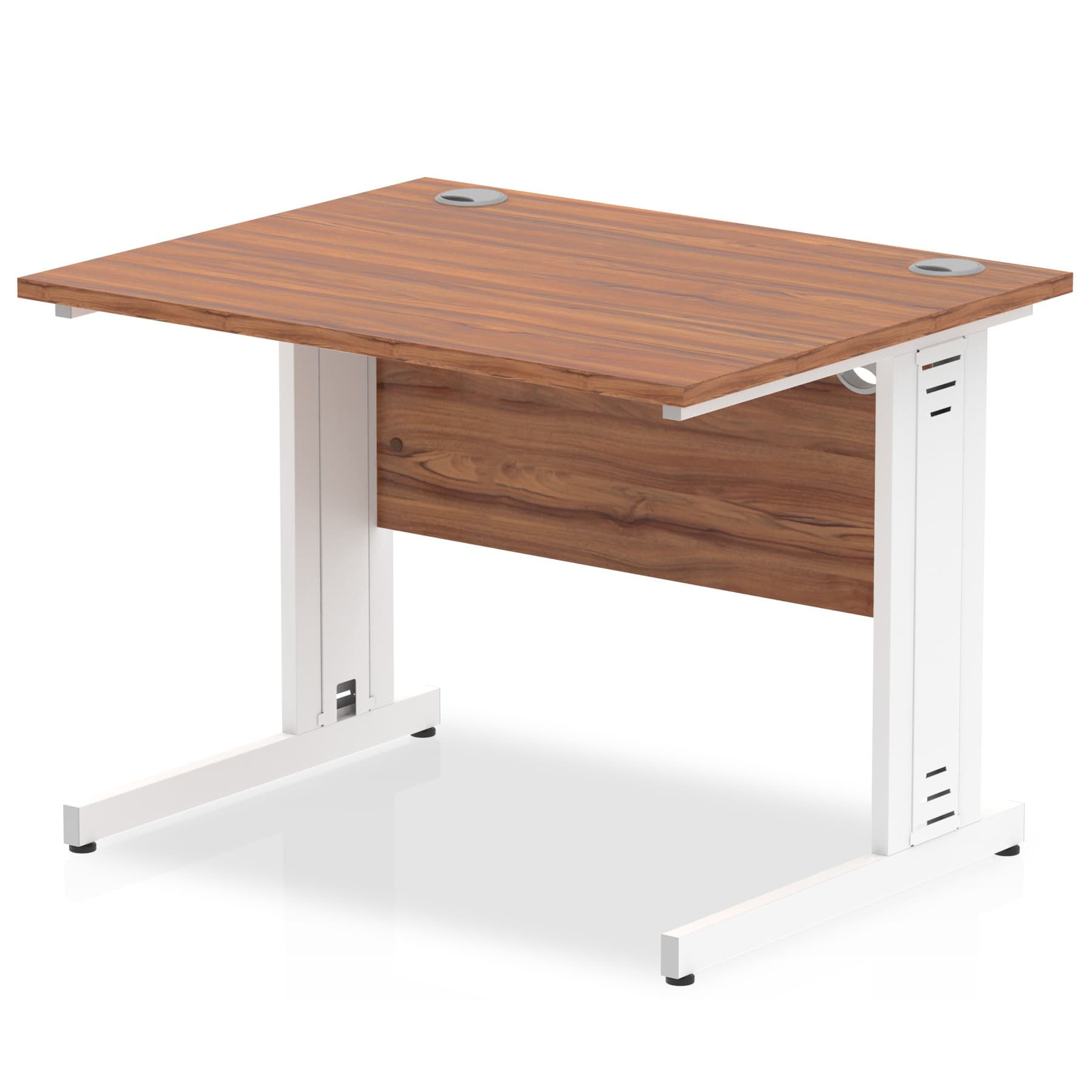 Impulse 1000/800 Rectangle White Cable Managed Leg Desk Walnut
