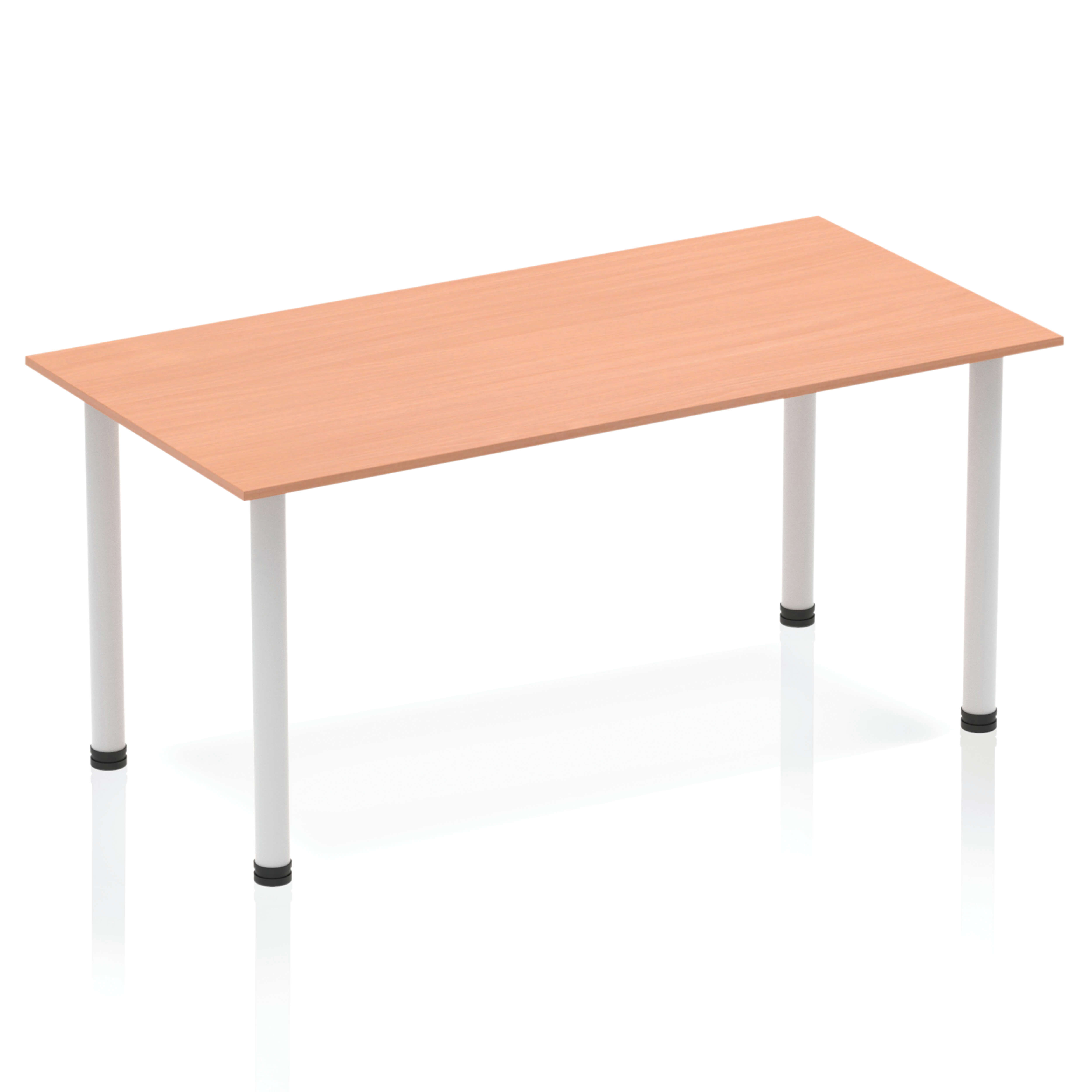 Impulse Straight Table 1400 Beech Post Leg Silver