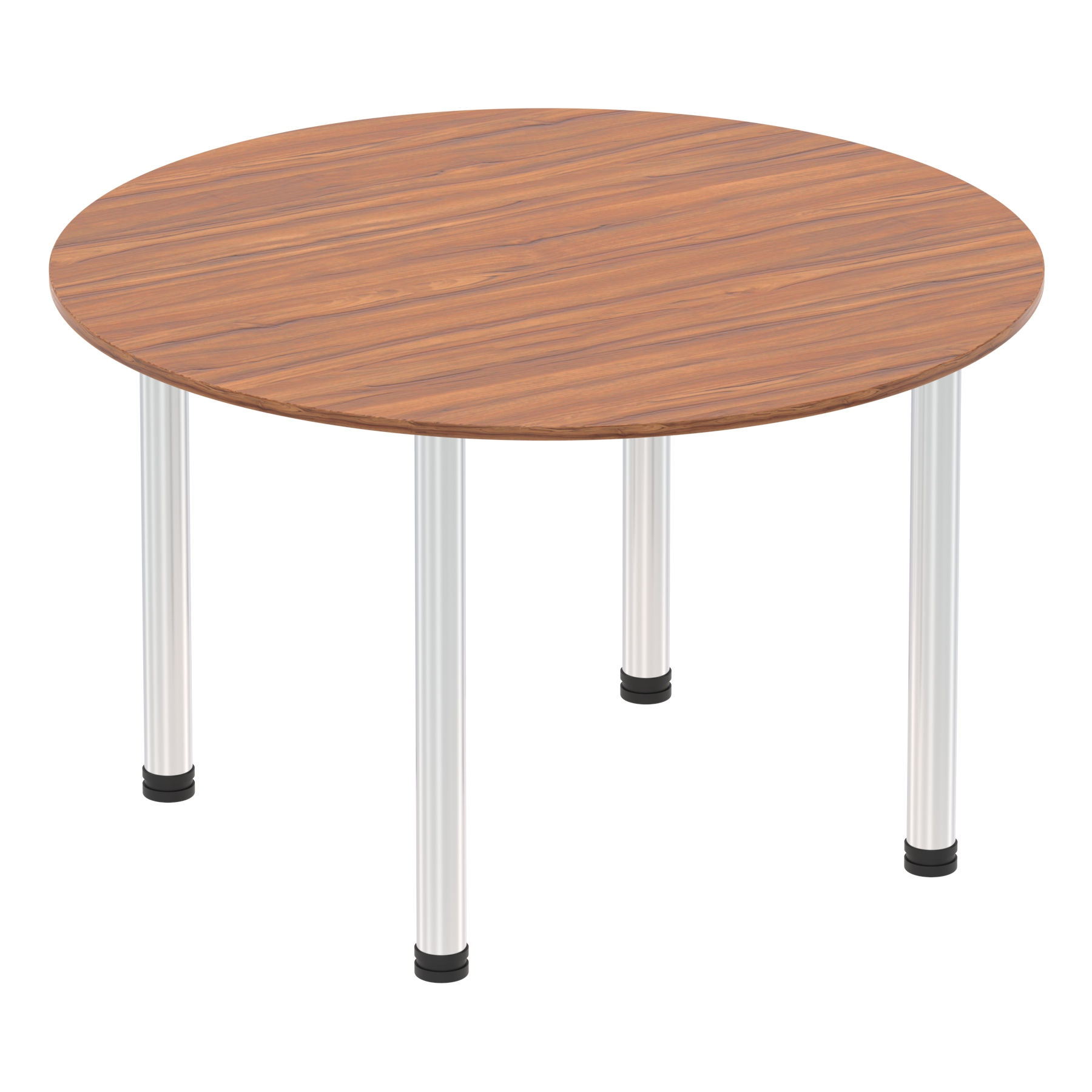 Impulse Round Meeting Table 1200 Walnut Chrome Post Leg