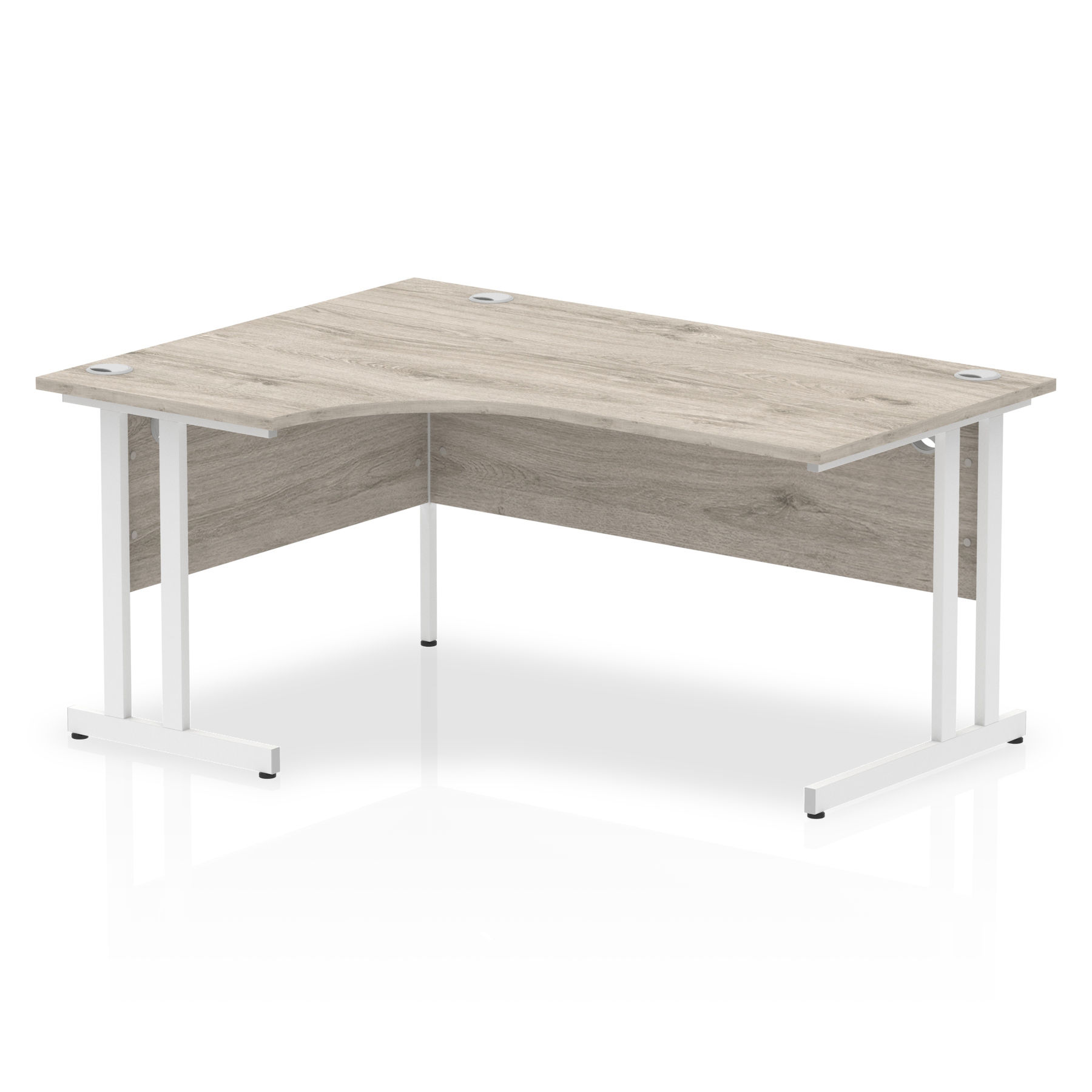 Impulse 1600 Left Hand White Crescent Cantilever Leg Desk Grey Oak