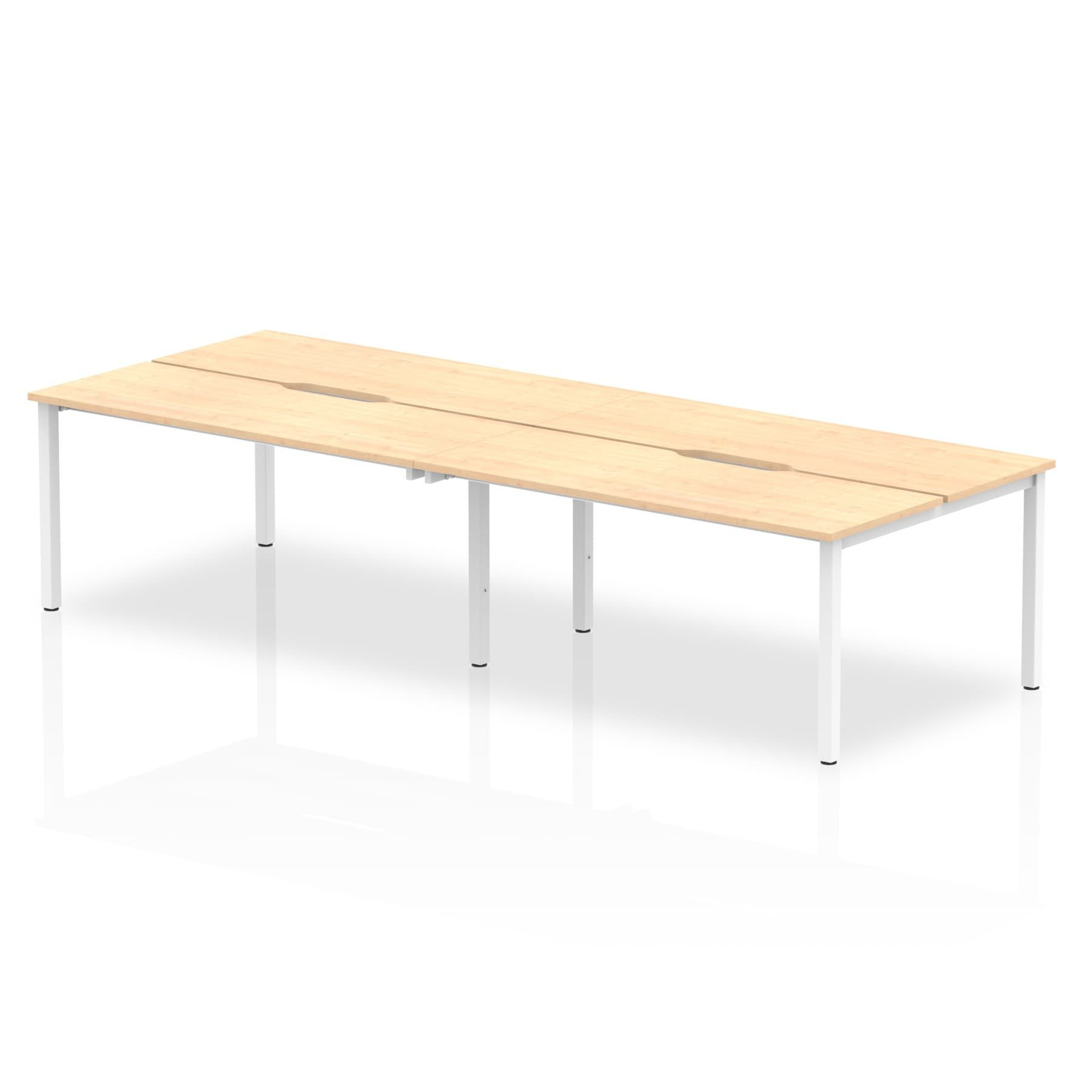 B2B Silver Frame Bench Desk 1400 Maple (4 Pod)
