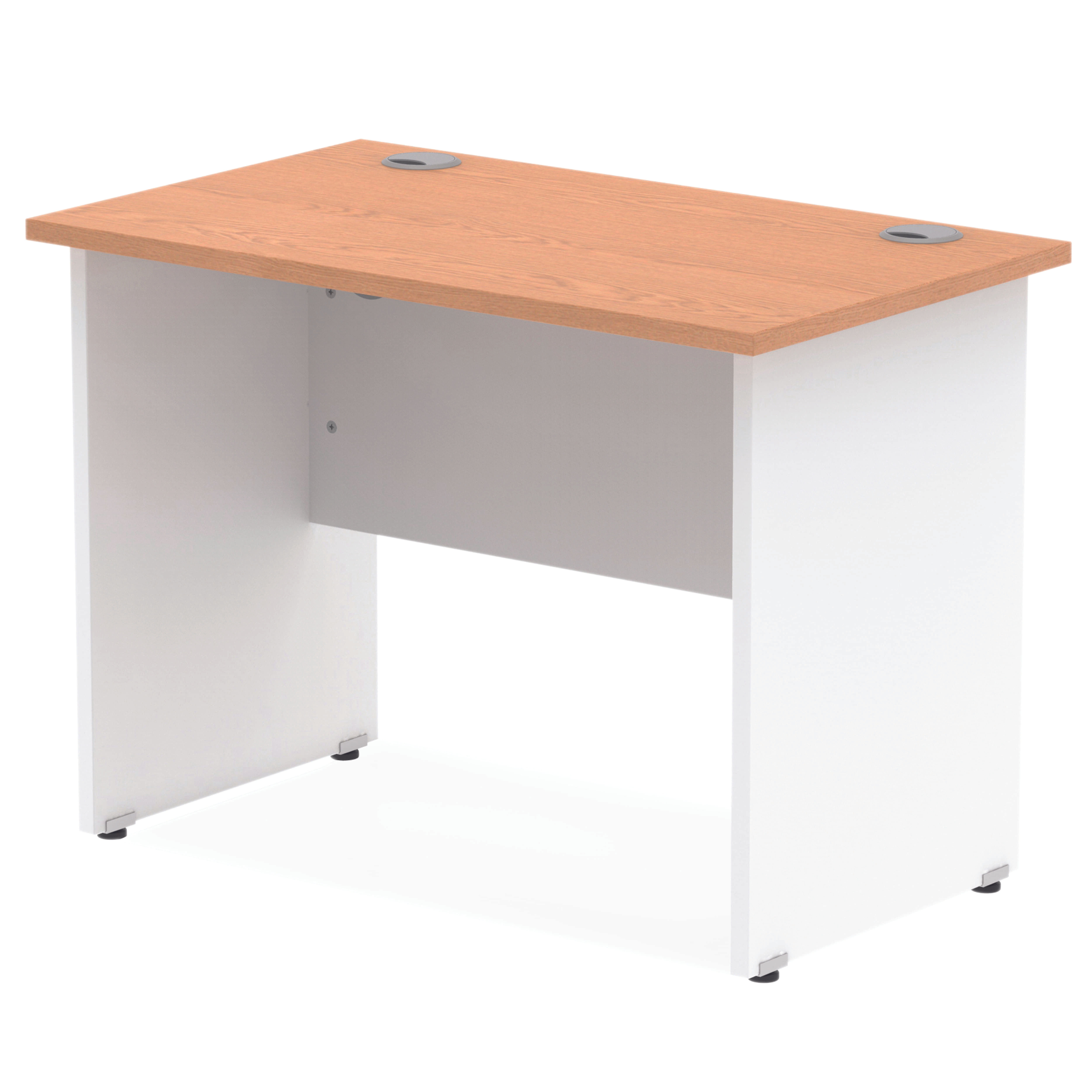 Impulse Panel End 1000/600 Rectangle Desk Oak Top White Panels