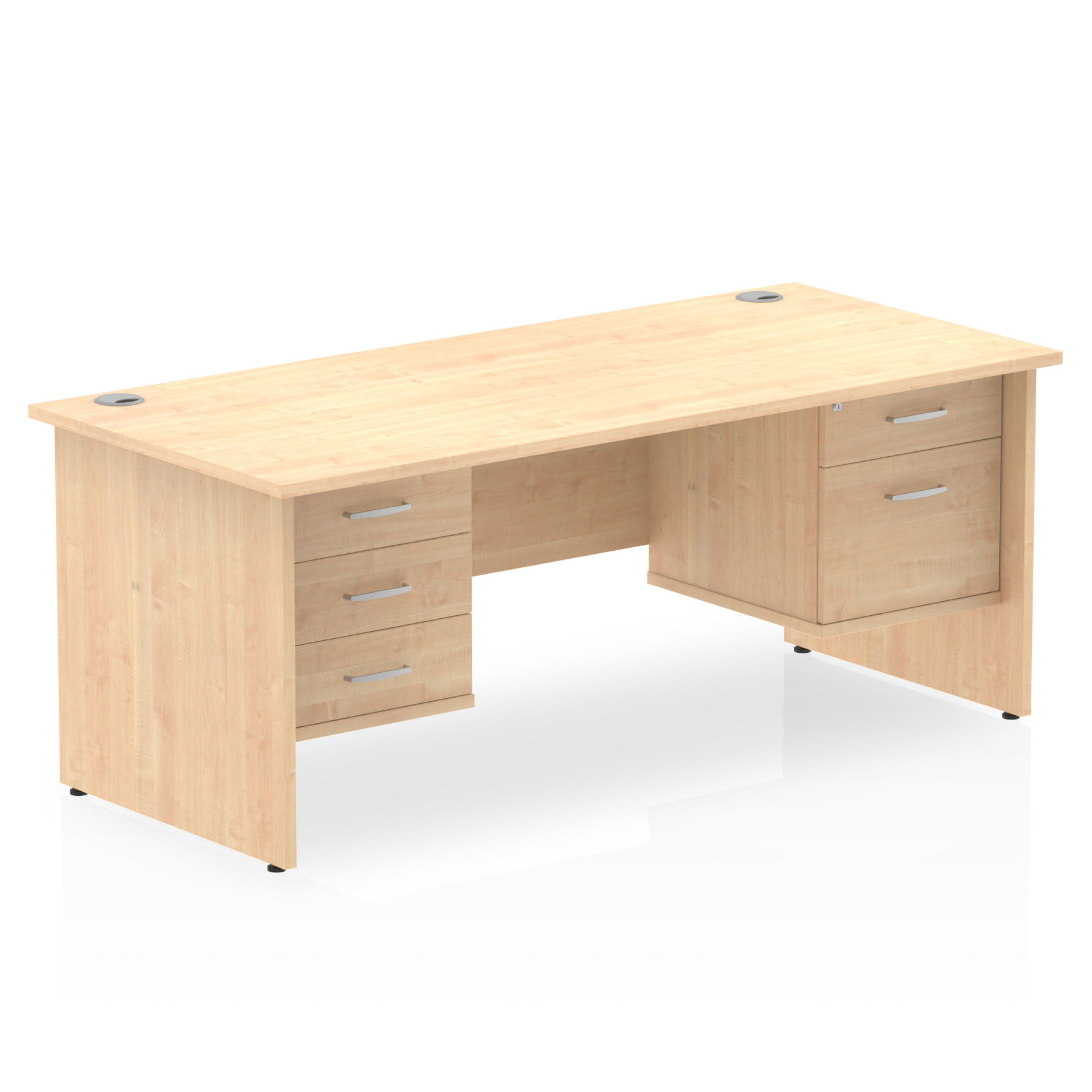 Impulse 1600 Rectangle Desk Maple 1 x 2 Drawer 1 x 3 Drawer Fixed Ped