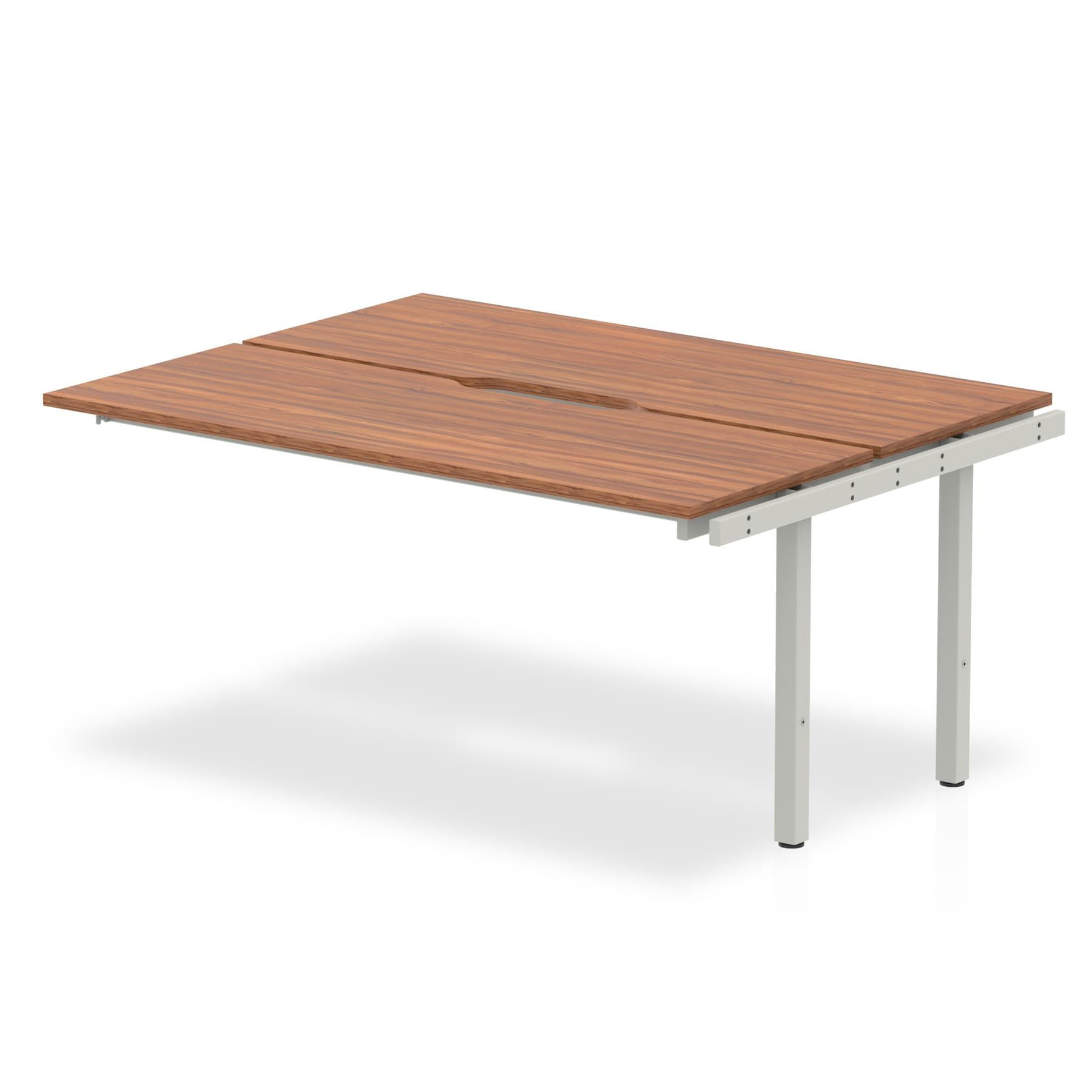 B2B Ext Kit White Frame Bench Desk 1400 Walnut