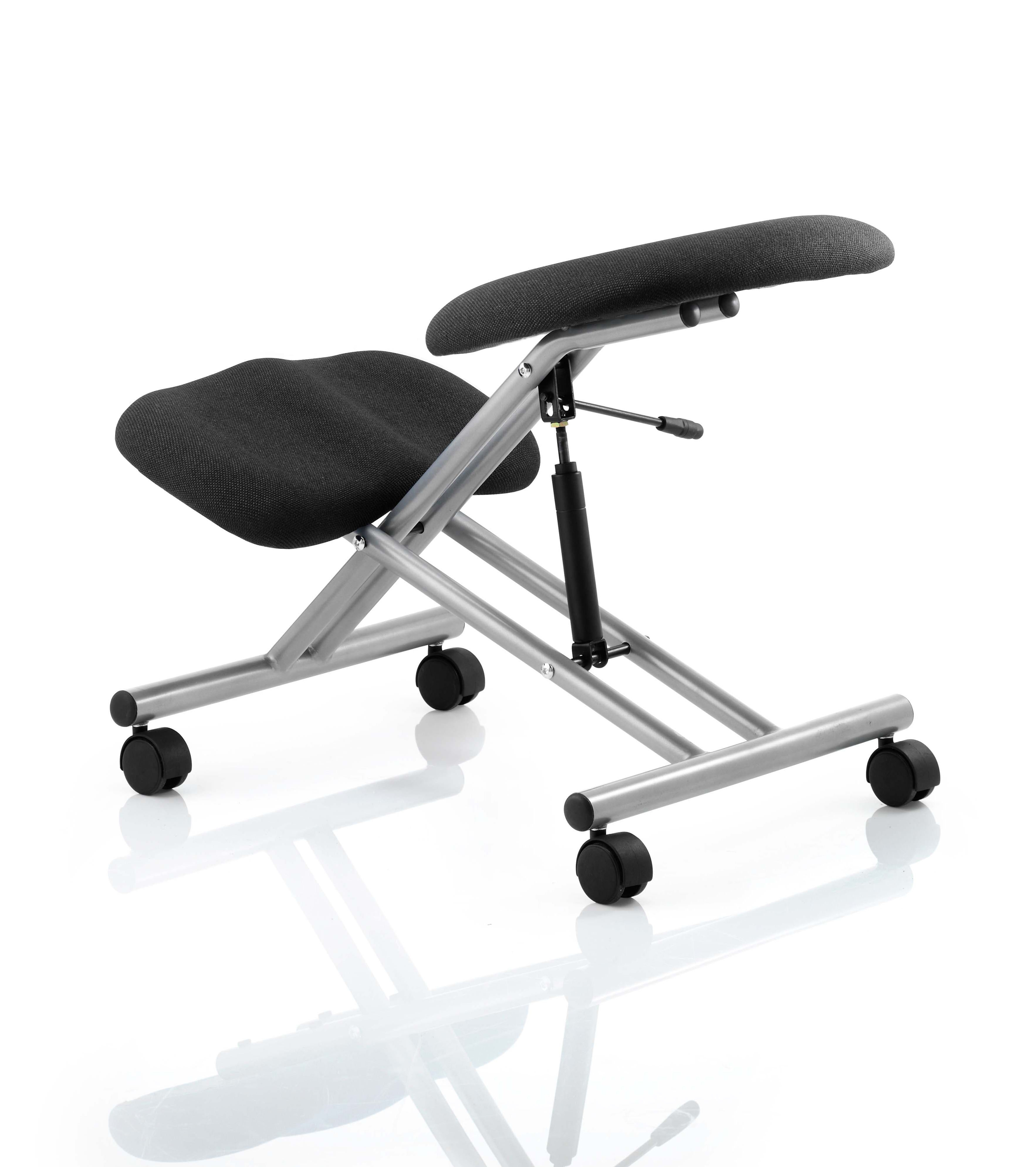 Kneeling Stool Task Operator Black Fabric Silver Frame