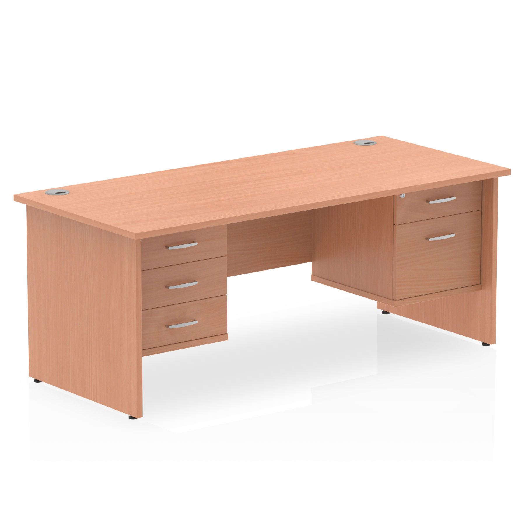 Impulse 1600 Rectangle Desk Beech 1 x 2 Drawer 1 x 3 Drawer Fixed Ped