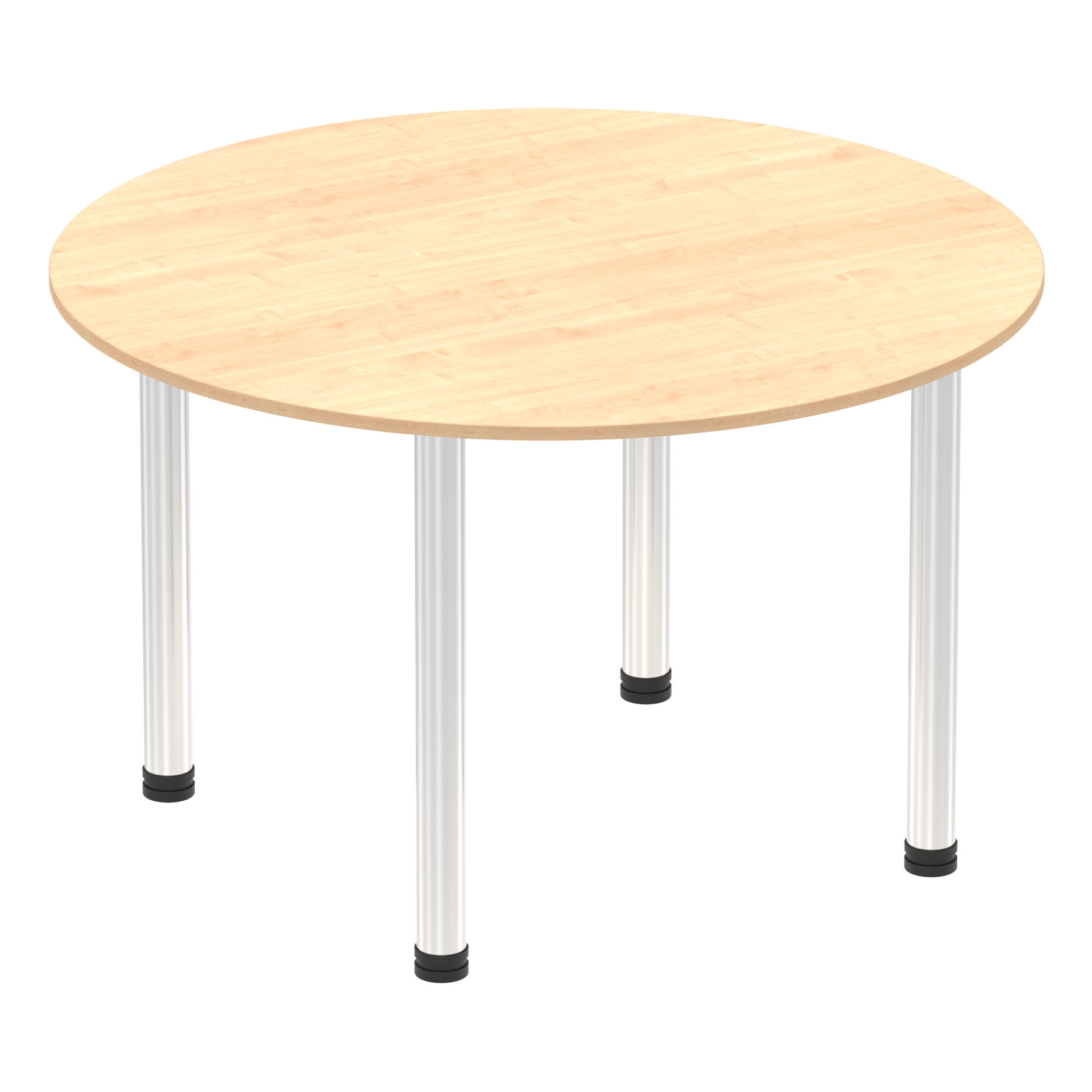 Impulse Round Meeting Table 1200 Maple Chrome Post Leg