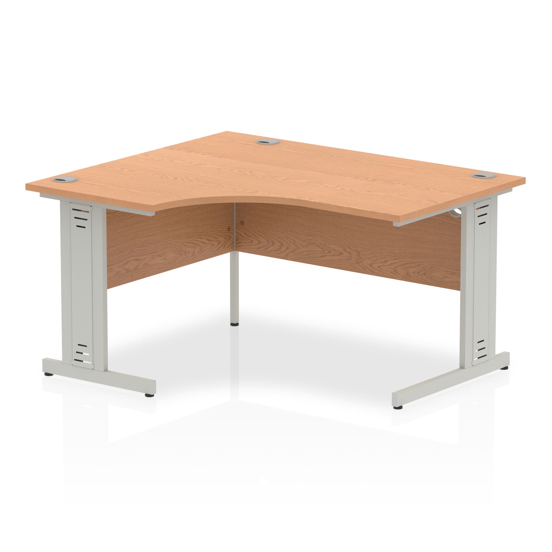 Impulse 1400 Left Hand Silver Crescent Cable Managed Leg Desk Oak