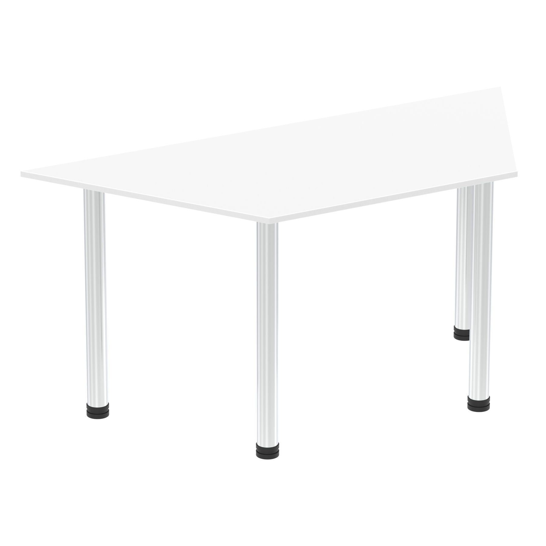 Impulse Trapezium Table 1600 White Chrome Post Leg Silver