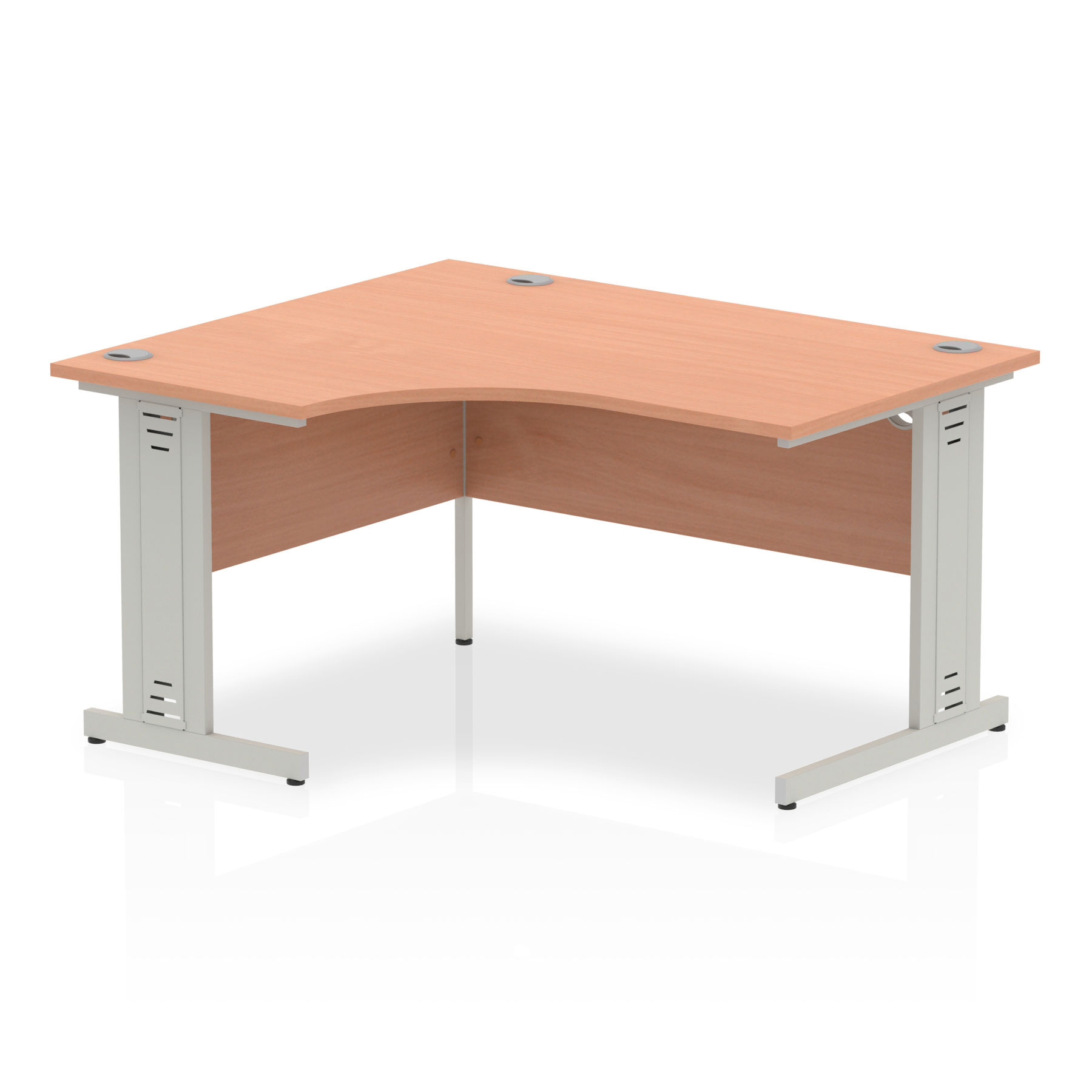 Impulse 1400 Left Hand Silver Crescent Cable Managed Leg Desk Beech