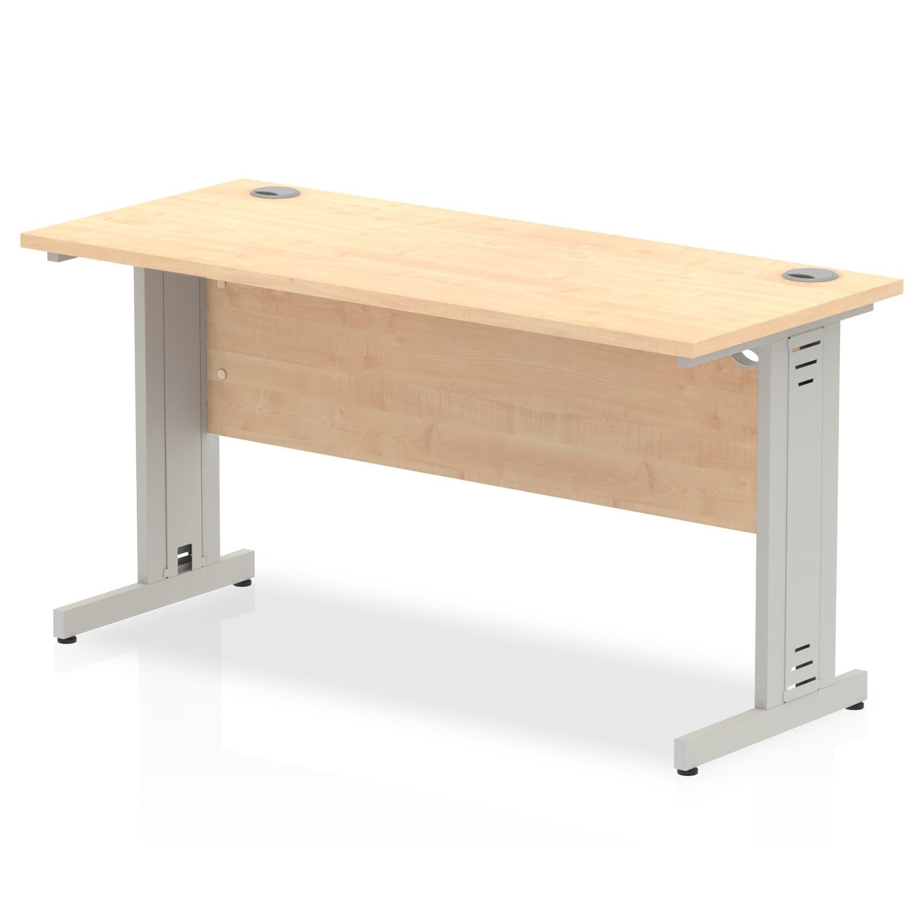 Impulse 1400/600 Rectangle Silver Cable Managed Leg Desk Maple