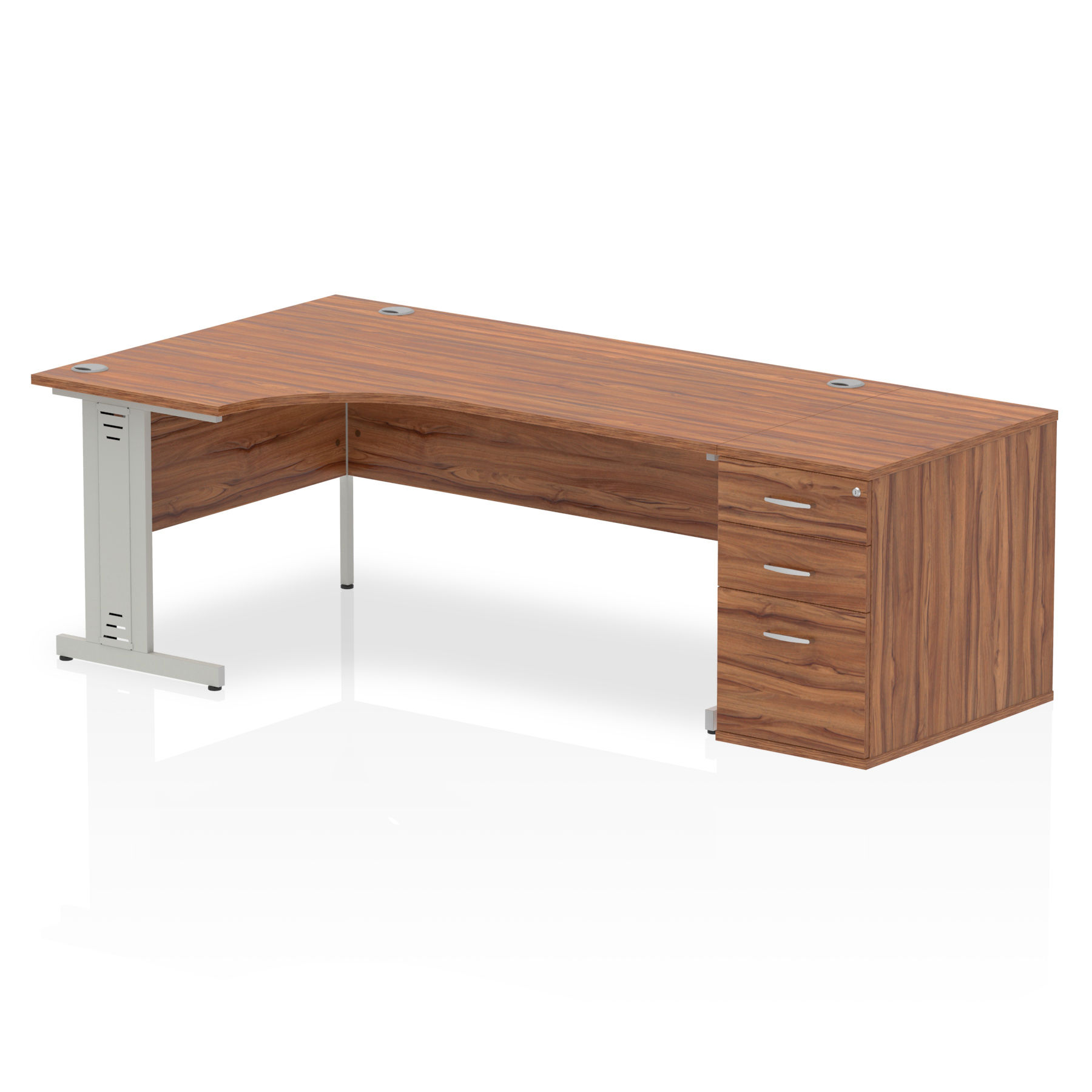 Impulse 1600mm Left Hand Crescent Desk Cable Managed Leg Package Deal