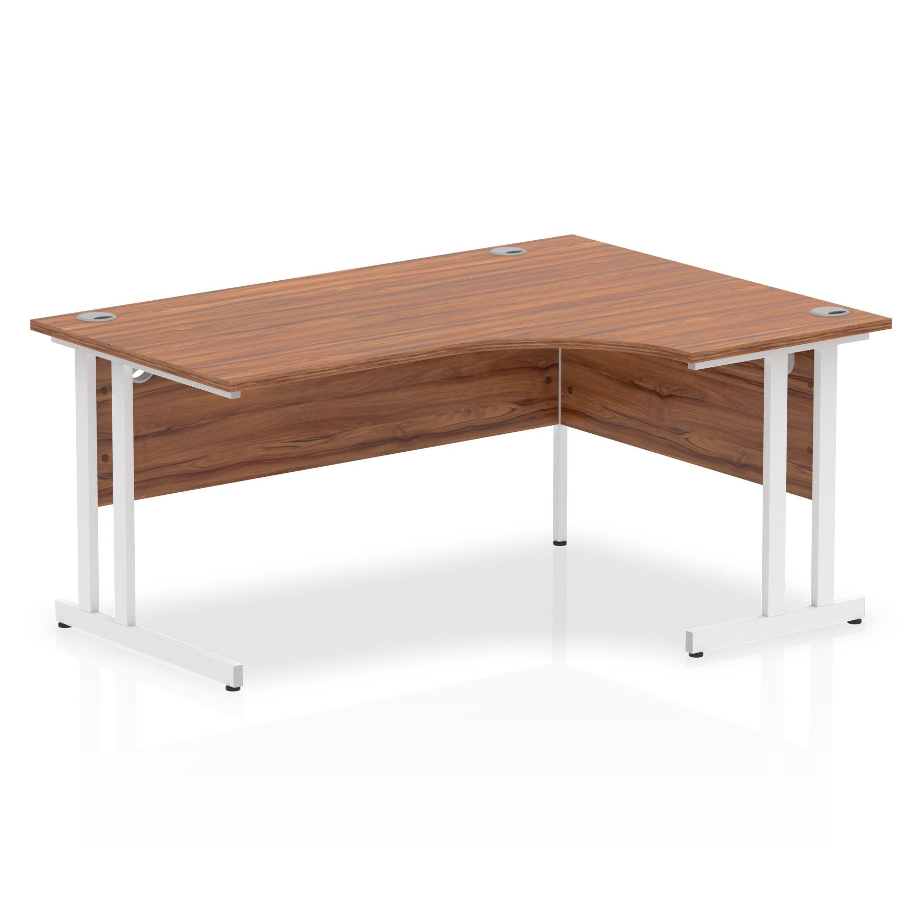 Impulse 1600 Right Hand White Crescent Cantilever Leg Desk Walnut