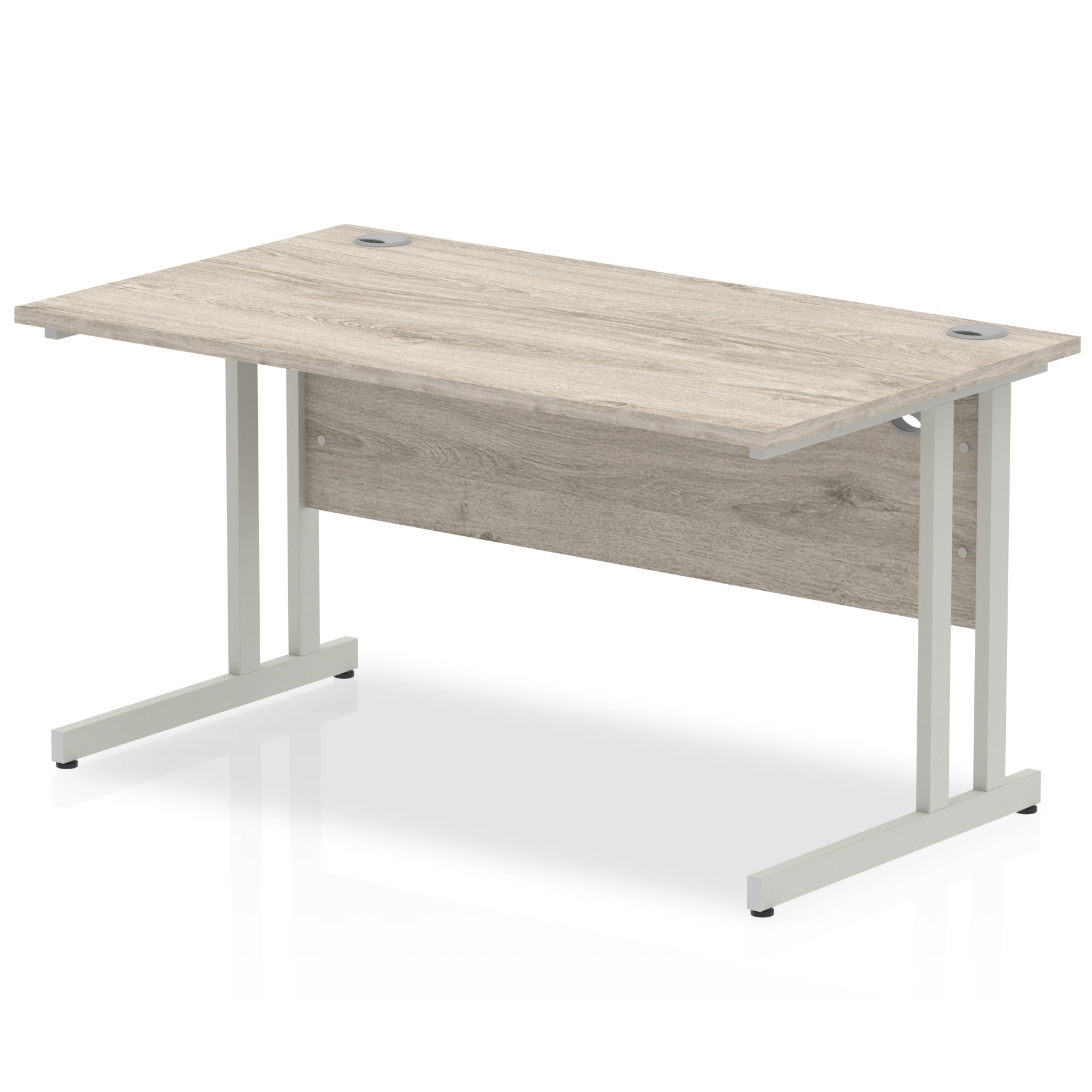Impulse 1400/800 Rectangle Silver Cantilever Leg Desk Grey Oak