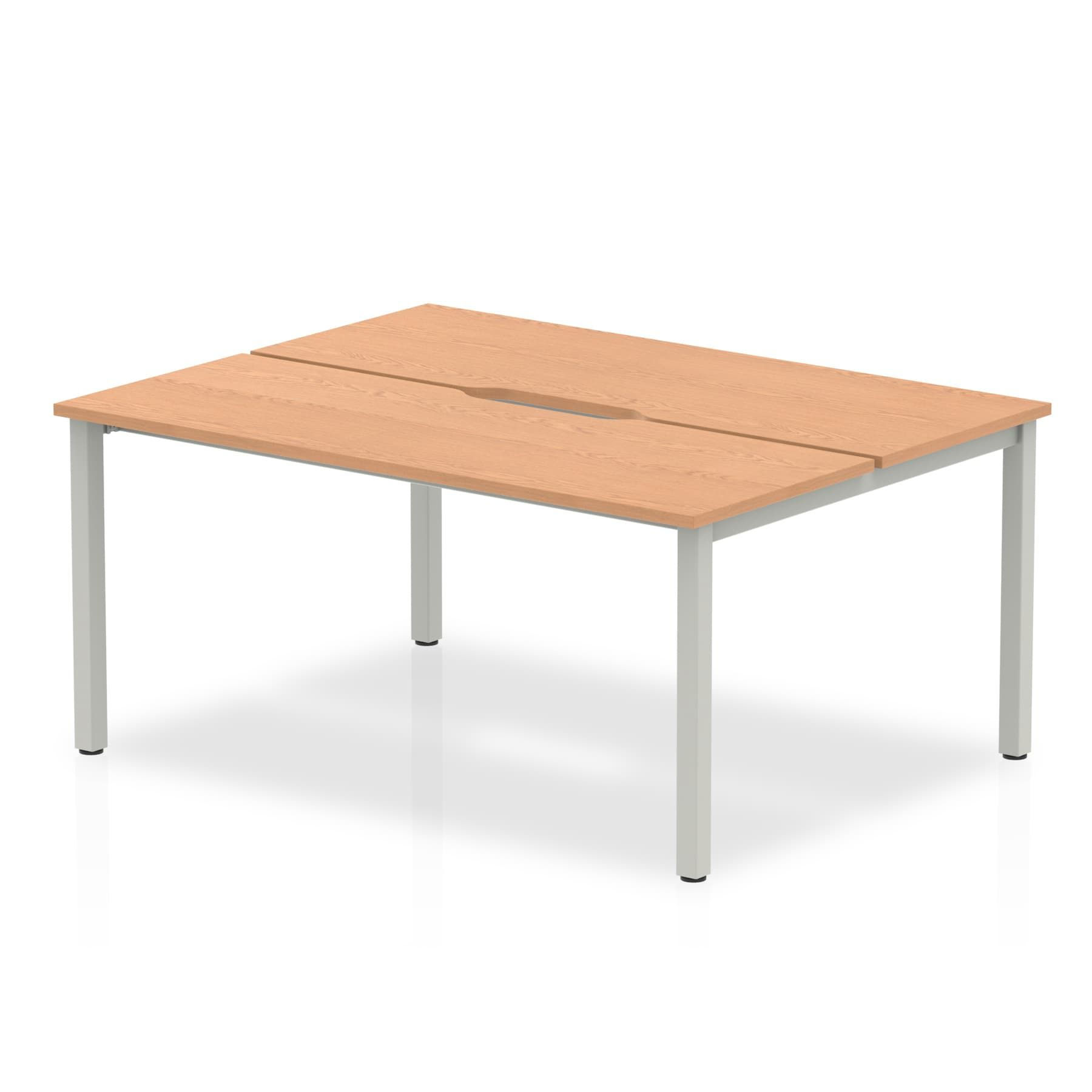 B2B Silver Frame Bench Desk 1200 Oak (2 Pod)
