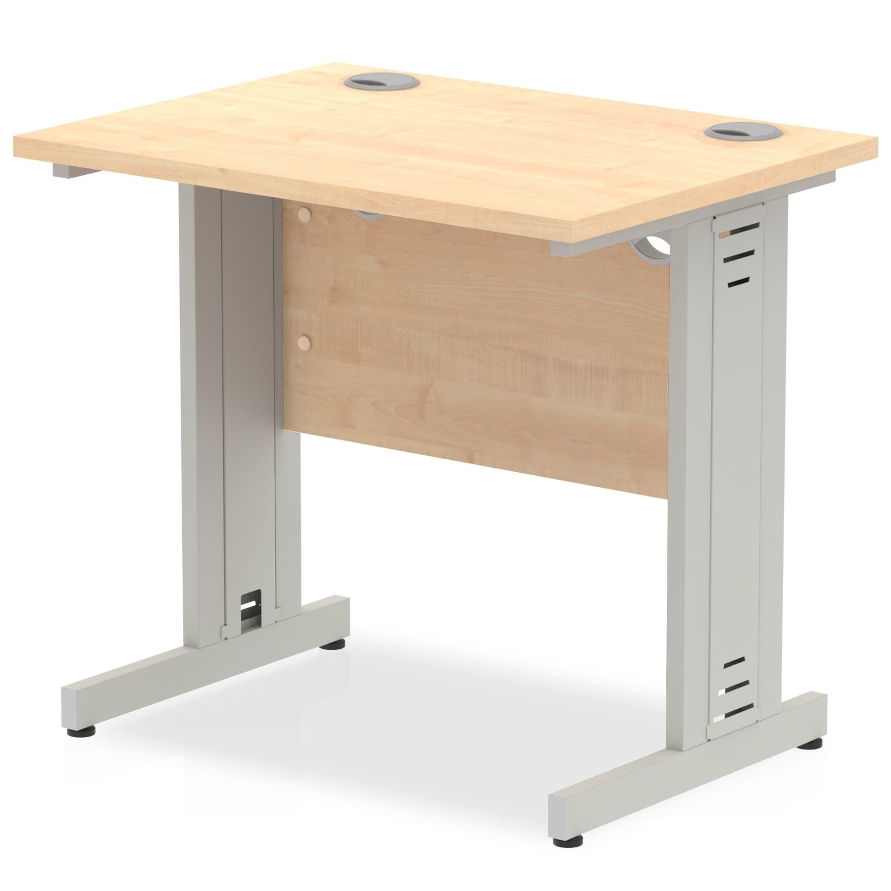Impulse 800/600 Rectangle Silver Cable Managed Leg Desk Maple