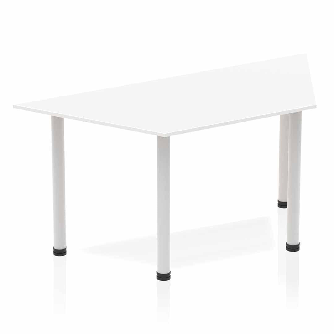 Impulse Trapezium Table 1600 White Post Leg Silver