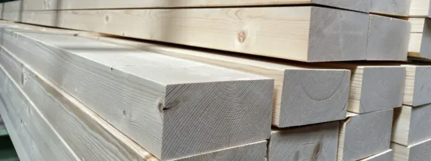 A close up view of some very strong structural timbers namely KVH Finger Jointed Timbers which are available at lengths up to 13 metres long