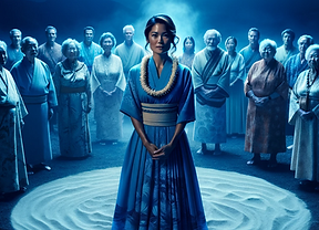 DALL·E 2023-11-10 09.32.44 - A 40-year-old Hawaiian woman, dressed in traditional Hawaiian