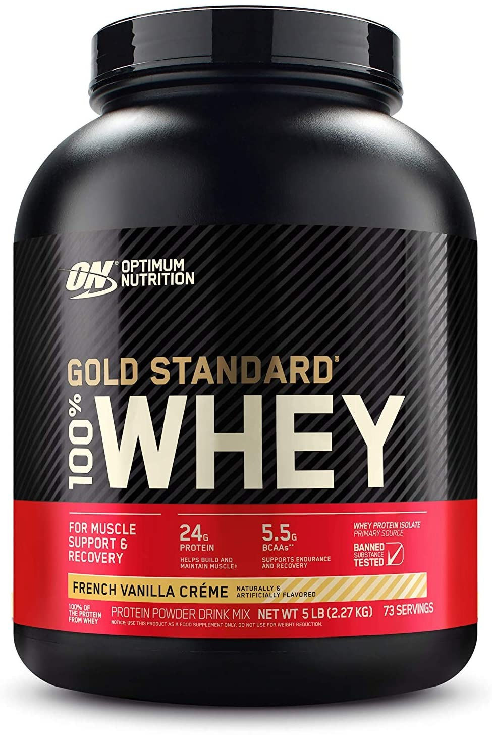 Optimum Nutrition Gold Standard 100% Whey Protein Powder, French Vanilla Creme,