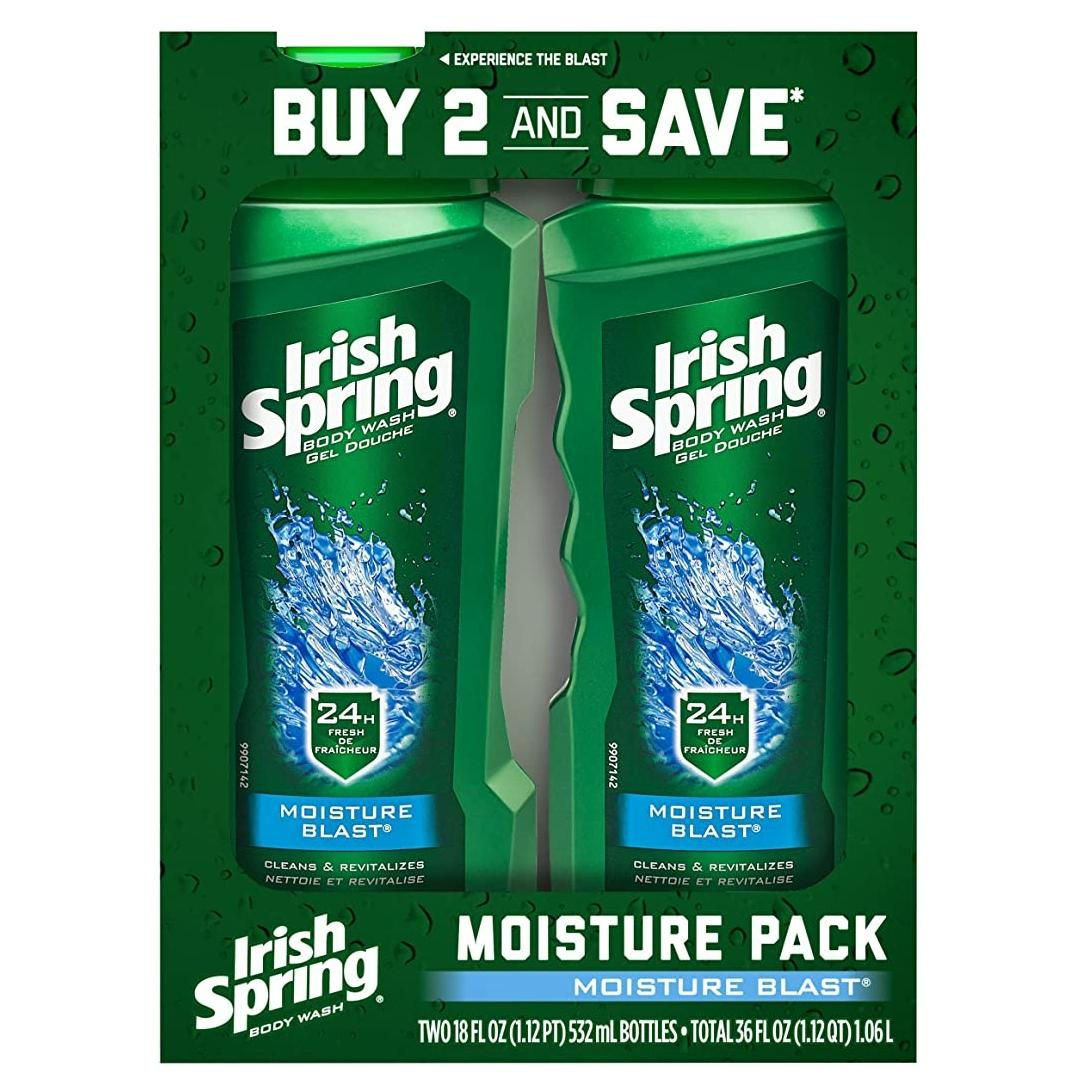 Irish Spring Moisturizing Men's Body Wash Shower Gel, Moisture Blast - 18 fluid