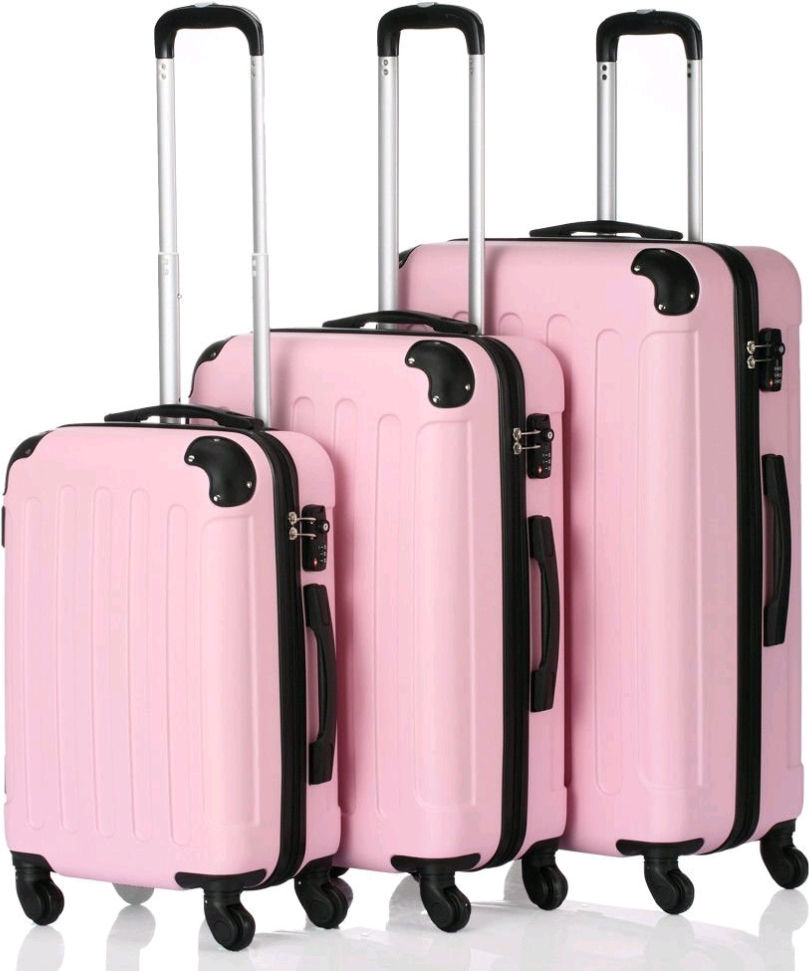Thumbnail: Zimtown 3 pieces Nested spinner suit case luggage set with TSA look. Rose gold.